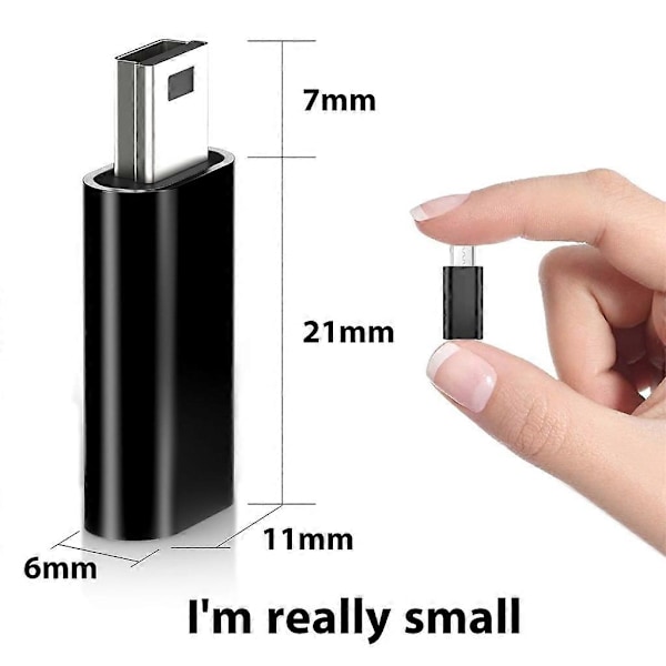 Mini USB til USB-C Adapter USB-C Hunn til Mini USB Hann Adapter USB-C Adapter [DB] Black
