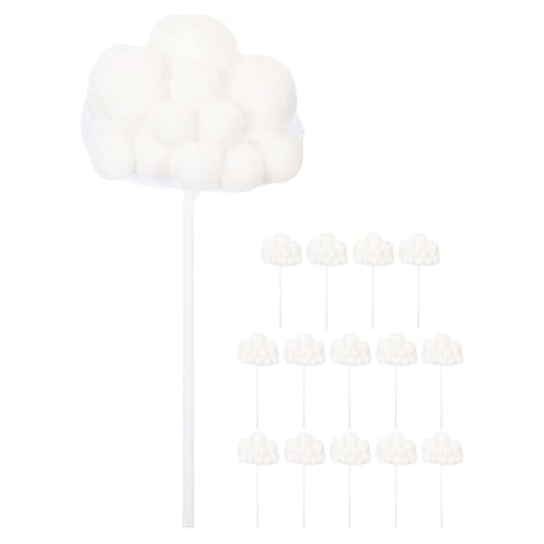 Skykagepynt Hvide Papir Cupcake Toppere til Fødselsdag 15 Stk Sæt[DB]