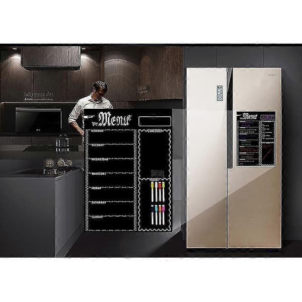 A3 Magnetisk Whiteboard Ark Til Køleskab Multipurpose Ugentlig Whiteboard Kalender Til Menuplanlægning Med 8 Penne (sort) [DB]