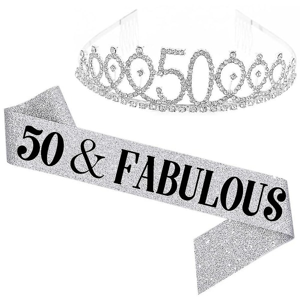 Kvinners glitrende strass-bokstavtrykt sash og tiara-sett for bursdagsfest [Db] Golden 40 Years Old