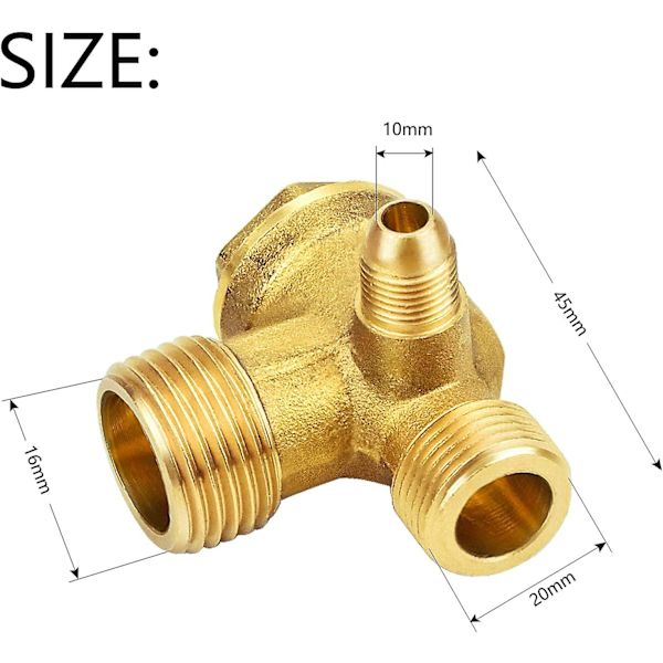 Kontrollventil Kompressor Kontrollventiler Luftkompressor Kontrollventil 3 Port Mässing Hanegängad Trådgränssnittsdiameter 20/16/10mm