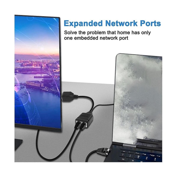 Kvinde 1 Til 2 Adapter Kabel Netværk Hundred Megabit Netværk Sharer Rj45 Multi-funktionel 1 Til 2 Net