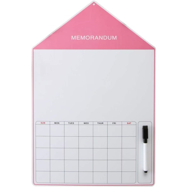 House Pattern Magnetic Dry Erase Calendar Erase Whiteboard Kjøleskap Magnetisk, Rosa