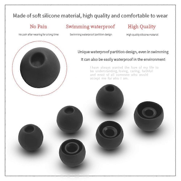 6 kpl Silikonisia Vedenpitäviä Korvakärkiä Sony NW-WS413 WS414 Korvakärjille WS625 WS623 SSE-BTR1 Kuulokkeille Uinti Vinkit Pehmeät Korvatulpat [DB] Black SML each 1pair