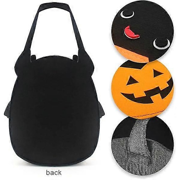 Halloween Godisväskor, Söt Fladdermus Pumpa Godis Hink Tygkasse, Mångsidig Återanvändbar Filtväska Korg för Party Favörer Presentpåsar db