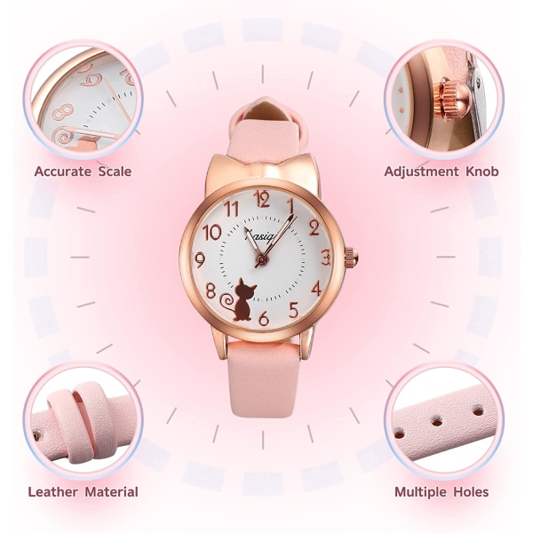 Lasten analoginen kvartsi elektroninen watch tyttöjen vedenpitävä watch (vaaleanpunainen)