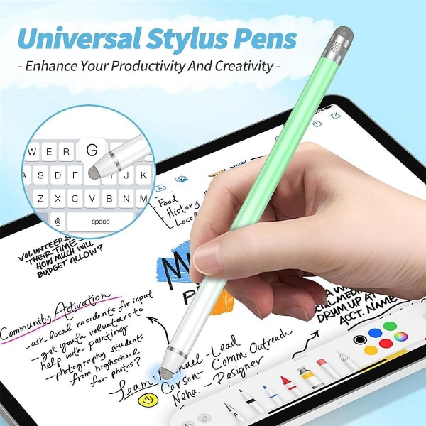 2 kpl Universal Stylus -kosketuskynät, erittäin herkät kuitukärjet, sopivat / tablet-laitteille ja kaikille kosketusnäytöille