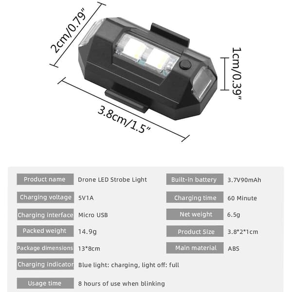Universell Drone Strobe Anti-Kollisjonslys for Hode Halelys for Drone 3 C db