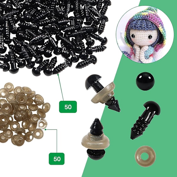 50 st plast säkerhetsögon 6 mm - för docktillverkning