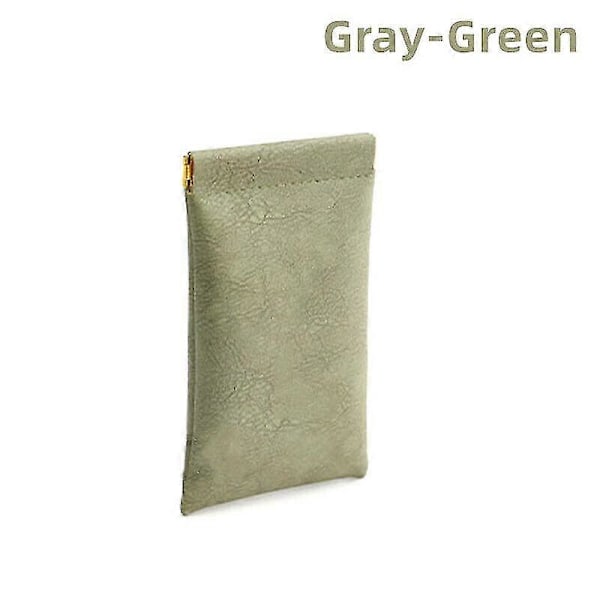Blød PU Læder Brille Opbevaringspose Solbrille Etui Bærbar Vandtæt Pose 2 stk db Green