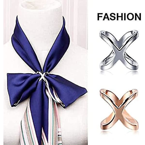 Tørklædelås Clips Beklædning, 4 stykker Tørklædespænde, Fashion Tørklædering med tre ring, Tørklædelås, Zink