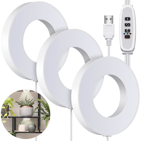 Taklampa för inomhusväxter, 48 LED-lampor med fullspektrum, med 4/8/12H automatisk omkopplare, 4 dimbara ljusstyrkor [DB] White warm light 1 headlight