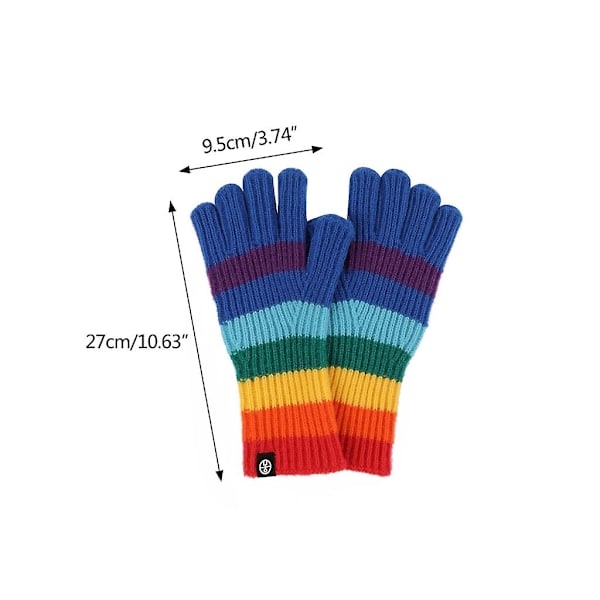 Varme Vinter Touchscreen Hansker Søte Stripete Hansker Julevotter Regnbue [Db] Red finger rainbow