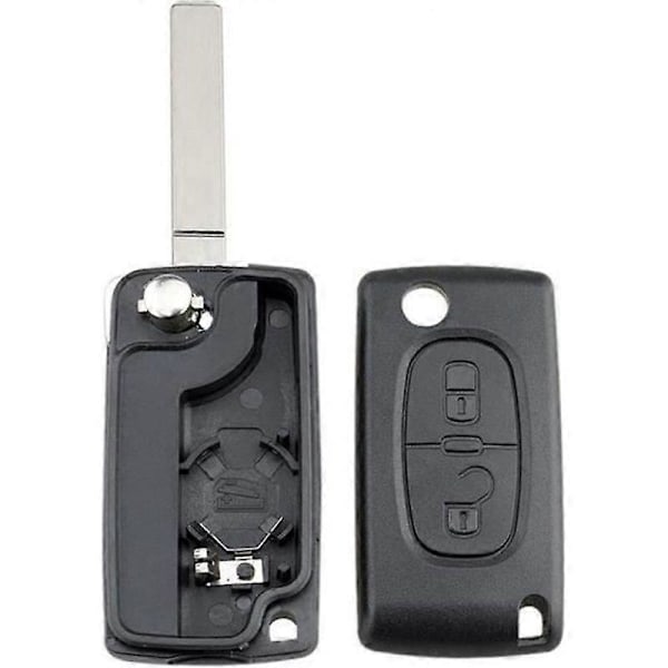 01A Passer til Citroen C3 Udskiftning 2 Knapper Fjernbetjening Nøgle Skal Etui Ce0536 Va2 Sort [db]