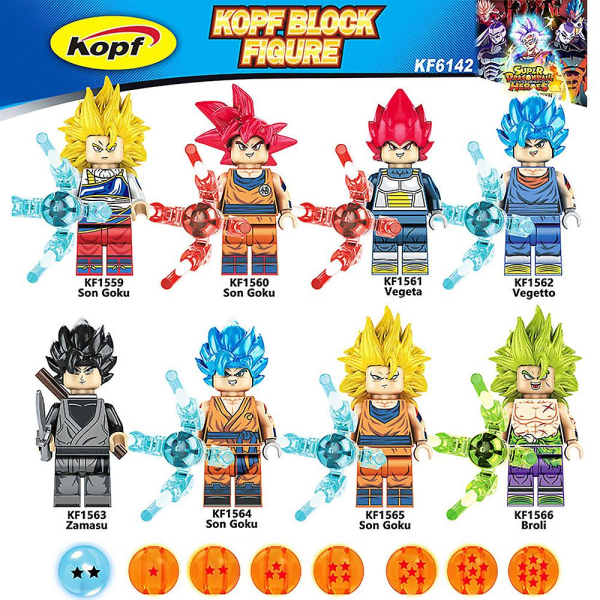 8 stk Dragon Ball Anime-serie Minifigurer Byggesett, Son Goku Mini Actionfigurer Leker Sett Gaver Til Fans Barn [DB]