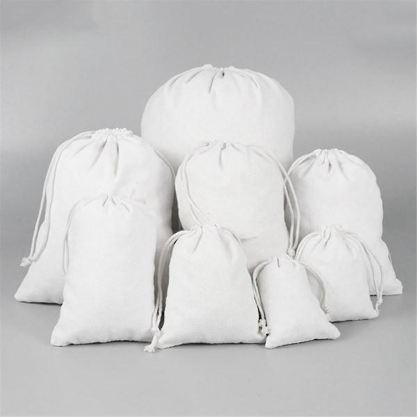 Bomuldssnøreposer Muslin tasker Posepose til hjemmet Snørebånd Bomuldsopbevaringspose Reklame bundt tasker