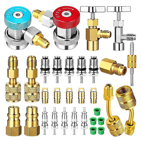 AC R134A Adapter Snabbkopplingssats, R134a Tankkranventil R134a till R22/410a för luftkonditionering Ref db