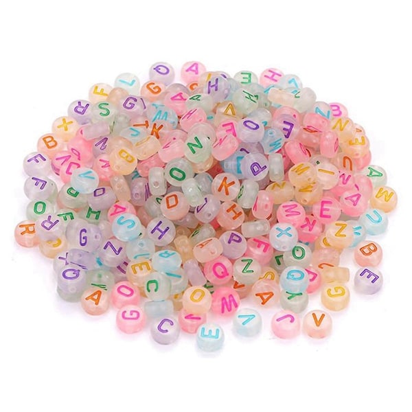 1000 stk Glow Letter Beads Akryl Runde Letter Beads Glow In The Dark Perler For Armbånd Smykker Making Diy Craft