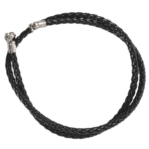 Halsband för män - 3 mm sladd - Läder - Rostfritt stål - För män - Färg Svart Silver - Med
