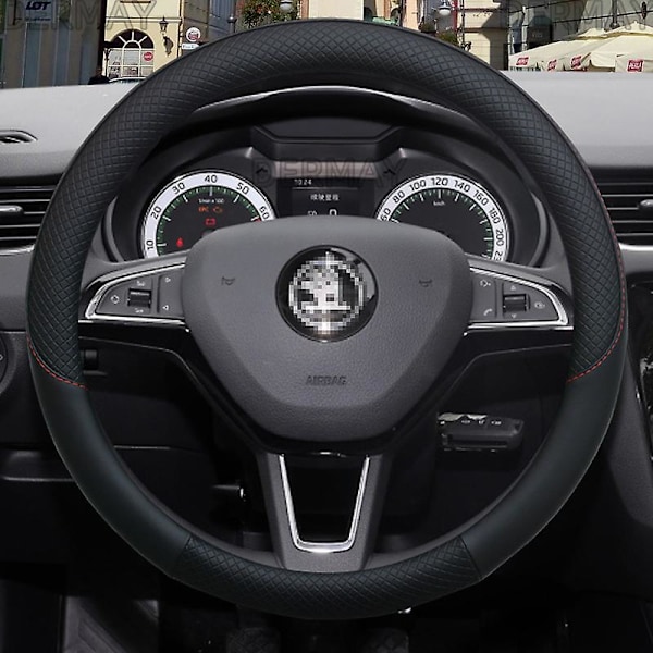 Läderrattöverdrag för Skoda Fabia 1 2 3 I II III - Halkskyddande, Bilinredning {Db} Brown
