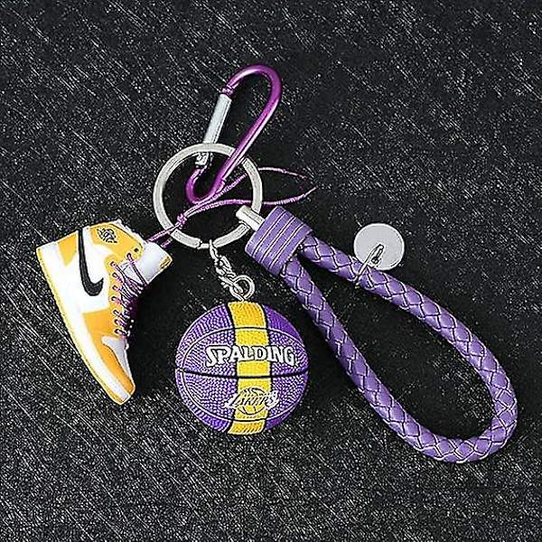 Klassisk 2022 1:6 Realistisk Min 3d Jordan Basketboll Nyckelring Med Mini Sko, Gul, 5cm [DB]