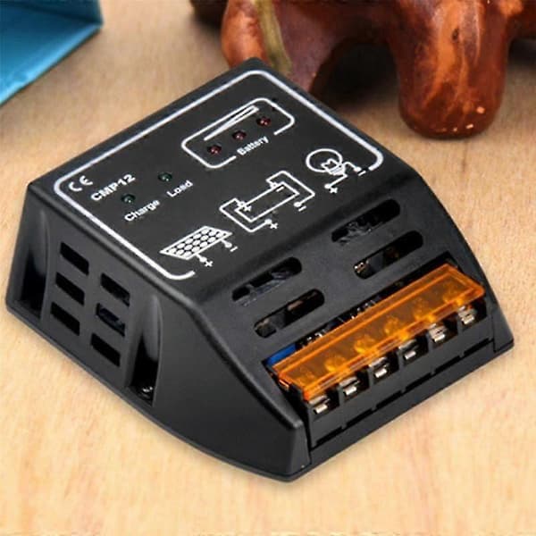 Solar Kontroller Cmp12 20a 12v/24v Solenergisystem Overvåking Pv Pwm [DB] Black