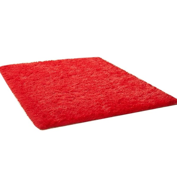 Varmt ultrablødt stue tæppe Shaggy børneværelse Gulvmåtte Tæppe Boligindretning Jikaix Red 50 X 80cm