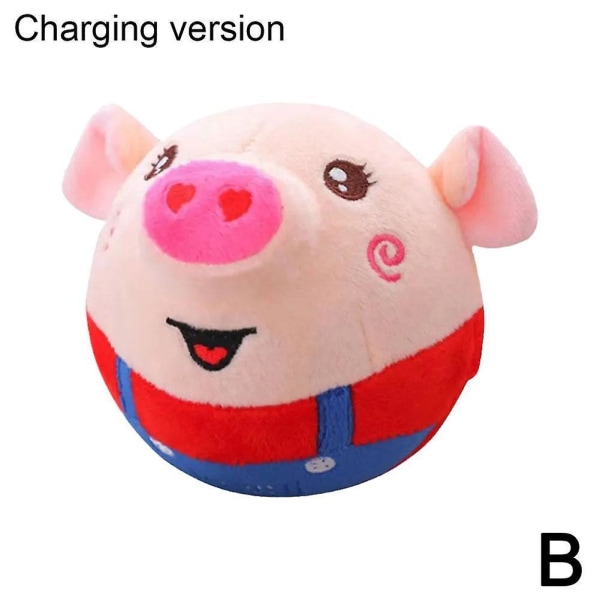 Elektrisk plysj leketøy hoppe gris leke baby hoppe ball Morsom foreldre-barn interaksjon leke oppladbar [DB] Rechargeable Red Pig