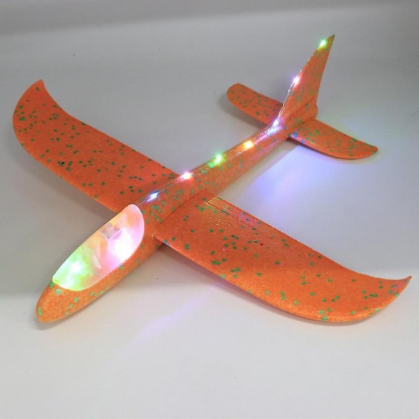 Skumhåndskastende LED-flyvemaskiner Legetøj 48cm LED-flyvetilstand Glider Inertia Fly Model Flyvemaskiner Udendørs Sport XWH Db 48cOrange with light