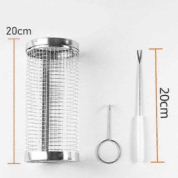 Automatisk Vändande Grill för Utomhus med 10 BBQ-Klistermärken, Justerbar Bredd i Rostfritt Stål, 10 Hål för Spett, Rullande Verktyg 20CM Set