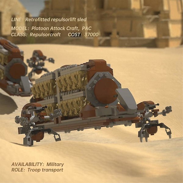 Battle Soldiers Clanker Platoon Attack Craft Byggsats, Med 2 Droidekas Figurer Byggklossar Set[DB] brown  gray