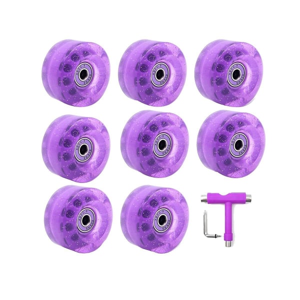 8 kpl 32 x 58 mm 82a rullaluistelupyörät laakerilla, monitoimisilla rullalaudan rullaluistelutarvikkeilla violetti