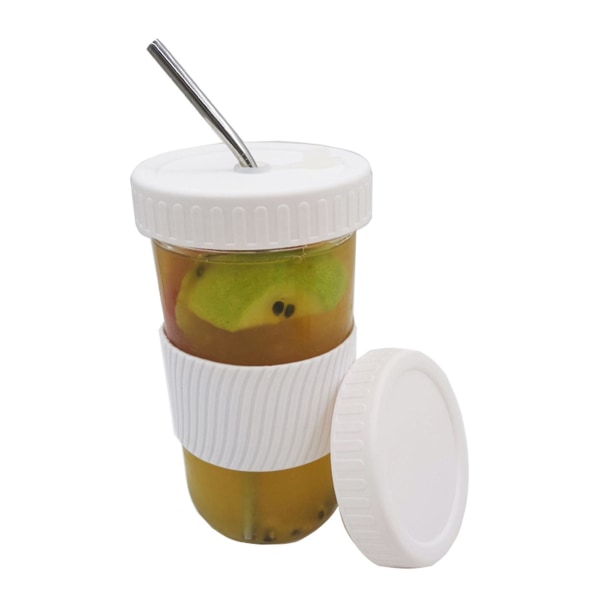 1 sarja ympäristöystävällinen vesimuki kannella lasista smoothie-teetä juomaolki pullo toimistoon Green