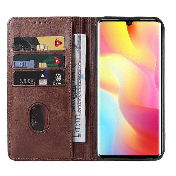 Magnetiskt läderfodral för Xiaomi Mi Note 10 Lite [DB] Brown