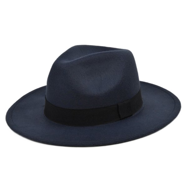 Retro Rancher-hattu leveällä reunalla, vintage -tyylinen miesten huopahattu lomatarvike Navy Blue
