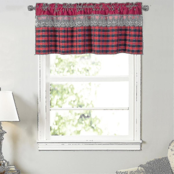 Kjøkken Gardiner Dekor Vindusgardin Luksus Cafe Valance Topper Draperier A db Wine Red 74cmx90cm