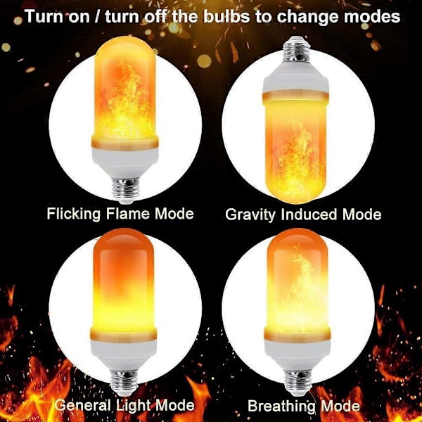 2 stk. LED Flamme Lyspære Flamme Lampe 5W E27 Sockel Flimrende Flamme Lyspære Dekorative Atmosfæriske Lamper db