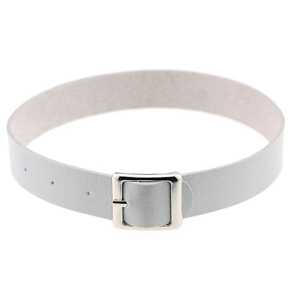 Halskæde Punk Retro Kunstlæder Spænde Choker Halskæde Til Dating Gray