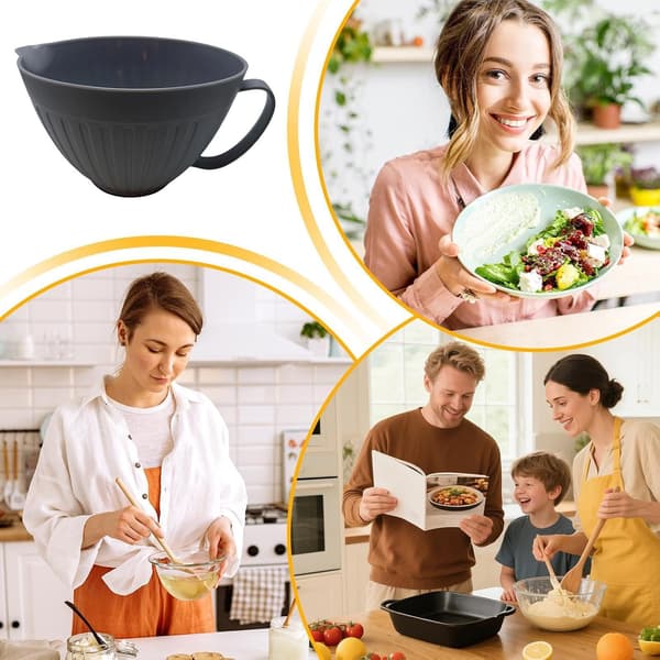 Miksboller for baking | Sklisikker multifunksjonell målekopp, eggeblandebolle - for baking, matlaging, servering av suppe, kake, egg, sjokolade, saus Wa[DB] Gray