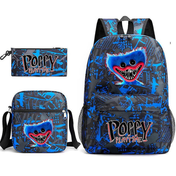 3 stk Sett Anime Game 3d Poppy Playtime Monster Ryggsekker Messenger Bag Blyantveske Lerret Skoleveske For Student Barn DB Only Backpack Type 7