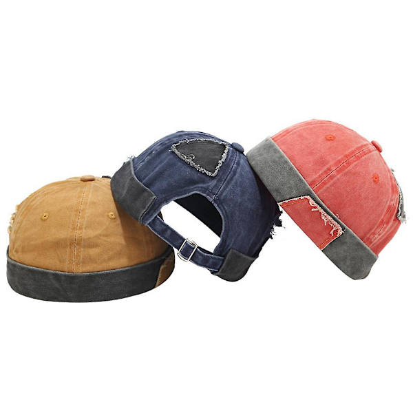 Sinknap Brimless Hat Justerbar Design Retro Casual Åndbar Brimless Skullcap Beanies Hat Cap Streetwear {Db} Orange