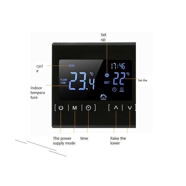 Lcd berøringsskjerm termostat Programmerbart elektrisk gulvvarmesystem Termoregulator AC 85-250v(wh