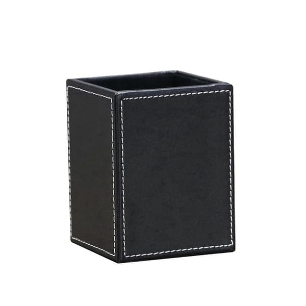 4-pack PU-läder pennor pennställ kopp skrivbordsarrangör kontorstillbehör behållare svart [DB] Black