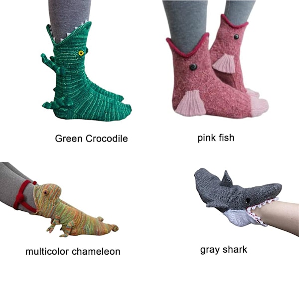 Unisex Novelty Hajegg & Krokodille Sokker Gulvsokker Vinter Hjem Varme Sokkerdb Crocodile