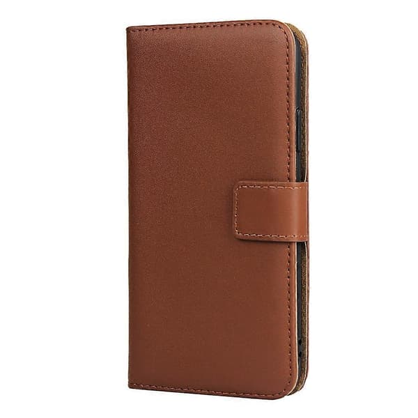 Ægte Læder Wallet Stand Cell Shell Cover til iPhone 11 6.1 tommer [DB] Brown Brown