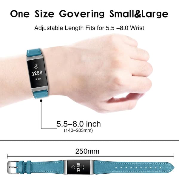 Til Fitbit Charge 4/3 Urrem Ægte Læder Smart Ur Udskiftningsrem [DB] Blue Style H Fitbit Charge 4
