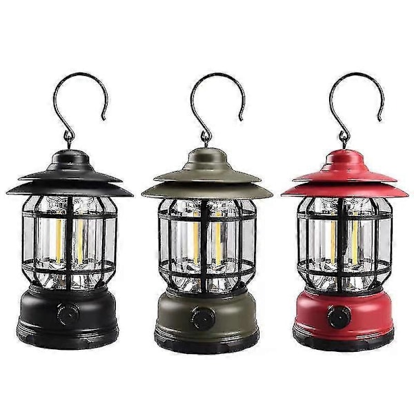 Portable Retro Campinglamper Utendørs Camping Profesjonelle Teltlamper [db] black rechargeable