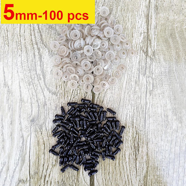 100 st 8/10/12/14 mm plast säkerhetsögon för leksaker DIY mix storlek virkade djurögon för dockleksaker Amigurumi tillbehör Db 5mm-100pcs-Black-opp