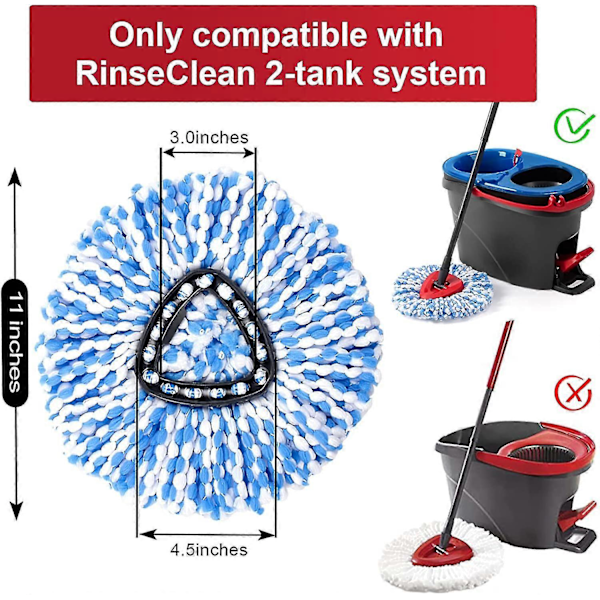 Spin Moppe Udskiftningsbase Kun Til Ocedar Rinseclean 2 Tank System Spin Moppe Hoveder Udskiftningsbase Til O Cedar Moppe Udskiftningshoved [db] Blue 4 Pack