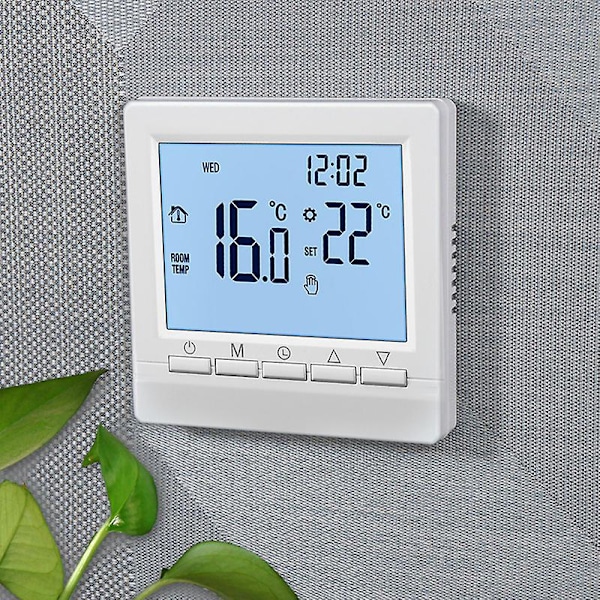 Hushålls termostat Smart med bakgrundsbelyst LCD stor skärm vägg rum värme temperaturregulator Hushållsprodukter [DB] Black